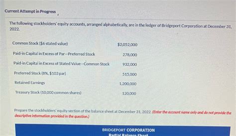 Solved Prepare The Stockholder S Equity Section Of The Balance Sheet