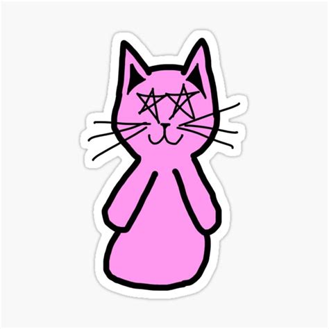 Pink Cat Sticker By Aleahmdavis Redbubble