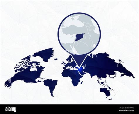 Syria Detailed Map Highlighted On Blue Rounded World Map Map Of Syria