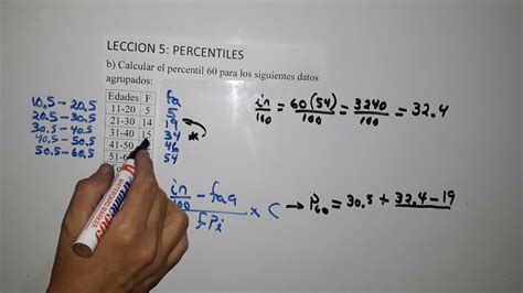 Cálculo Del Percentil Para Datos Agrupadas Youtube