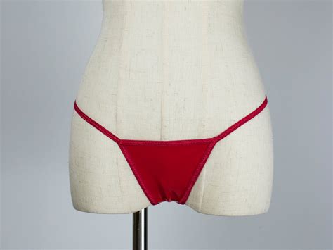 Super Low Cut Cherry Red Vinyl G String Sexy Faux Leather PVC G String