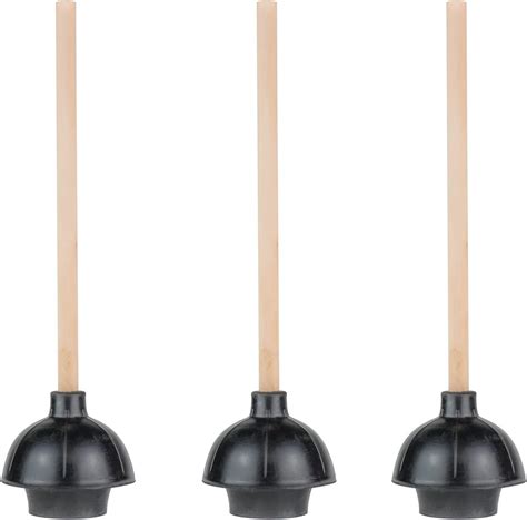 Steadmax 3 Rubber Toilet Plungers Double Thrust Force Cup With 18 Inch