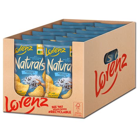 Lorenz Naturals Meersalz Pfeffer Chips 95g 12 Beutel Süßigkeiten