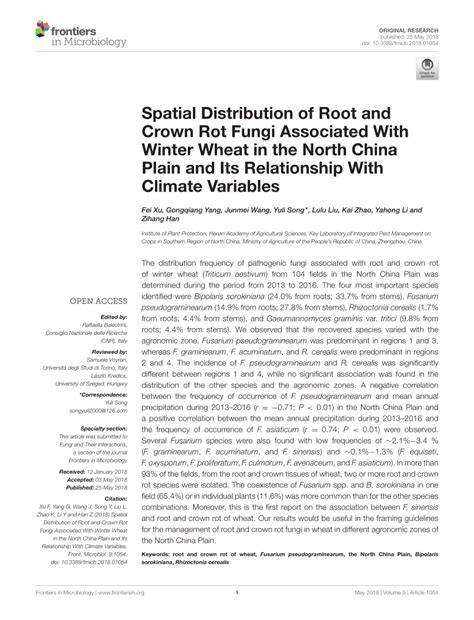 Pdf Spatial Distribution Of Root And Crown Rot Fungi Associated With