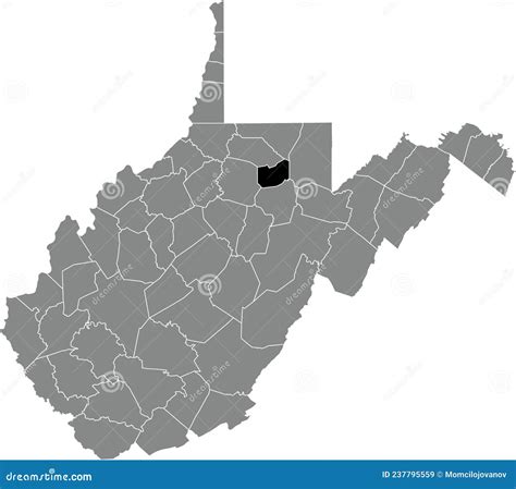 Location Map Of The Taylor County Of West Virginia Usa Stock Vector