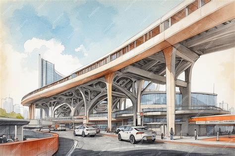 Premium AI Image | The viaduct traffic hub and modern architecture