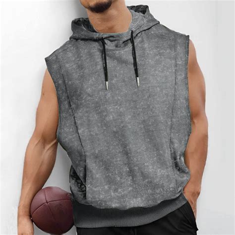 HaoXianJian Men's Sleeveless Hoodie Workout Gym Sweatshirt Muscle Fits