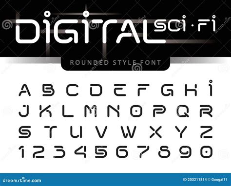 Vector Of Futuristic Alphabet Letters And Numbers One Linear Stylized