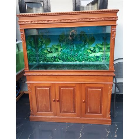 Jual Meja Aquarium Kayu Jati Ukiran Full Set Shopee Indonesia