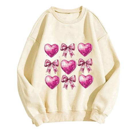 Gersome Valentine S Day Sweatshirt For Women Novelty Love Heart Pattern