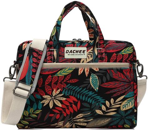 DACHEE Red Rose Patten Waterproof Laptop Shoulder Messenger Bag Case