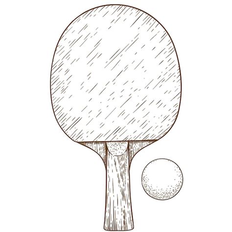 Ilustra O De Gravura De Bola E Raquete De T Nis De Mesa De Ping Pong