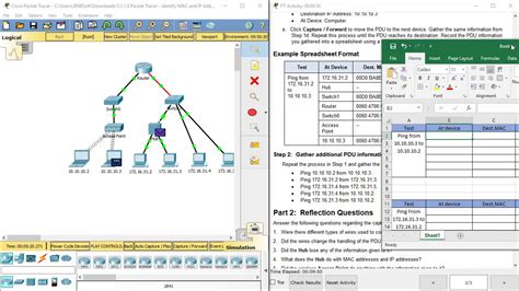 Ccna Packet Tracer Identify Mac And Ip Addresses Umb Youtube