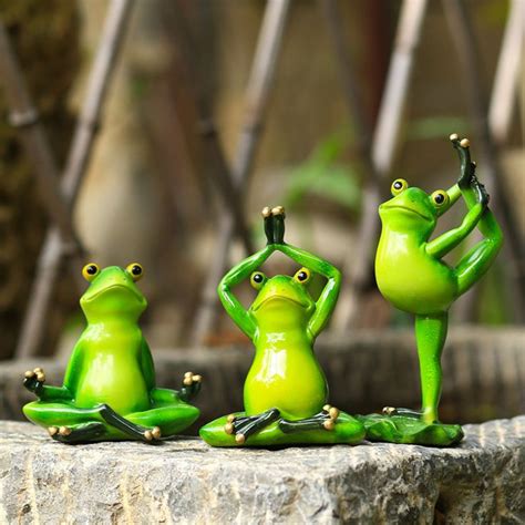 Yoga Frog Stone Garden Statue Cute Frog Ornament Yoga Zen Meditation