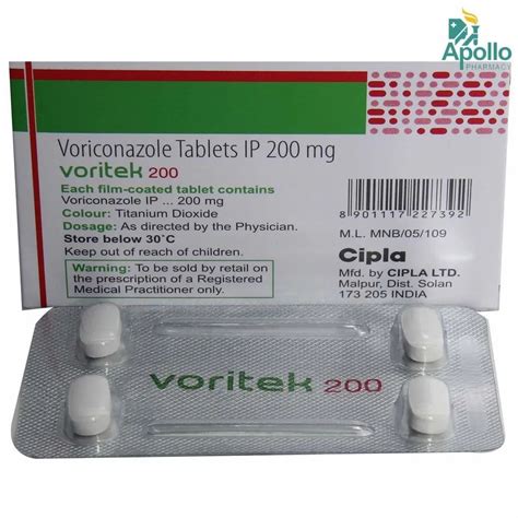 Voritek Voriconazole Tablets IP 200mg At Rs 1500 Stripe