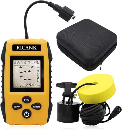 Ricank Portable Fish Finder With Hard Travel Case Handheld Fish Depth