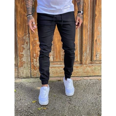 Cal A Jeans Preta Jogger C Lycra Moda Masculina Faz A Boa