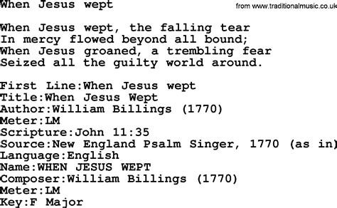 Presbyterian Hymn When Jesus Wept Lyrics And Pdf