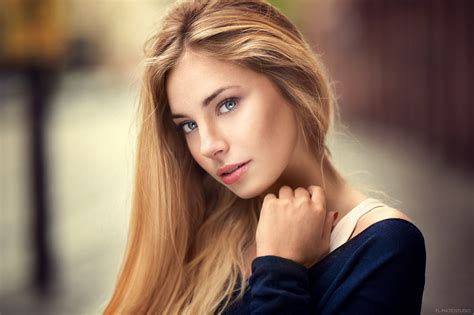 Portrait Face Blonde Women Depth Of Field Hd Wallpaper Rare Gallery