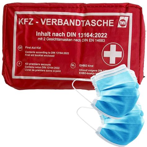 Auto Verbandtasche Verbandskasten Rot Neue Norm 2023 KFZ MHD 05 2028