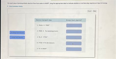 Solved For Each Step Of Photosynthetic Electron Flow From Chegg