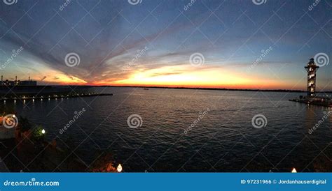 Sunset Over Presque Isle In Erie Pennsylvania Stock Photo Image Of