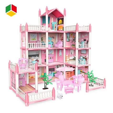 QS Customize Popular Girls Doll House Set Toy Kids Role Paly Doll House ...