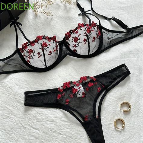 Doreen Floral Embroidery Lingerie Set Ultra Thin Breathable Sexy Women S Lingerie French Women