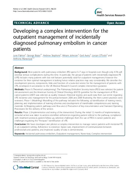 Pdf Developing A Complex Intervention For The Outpatient Management