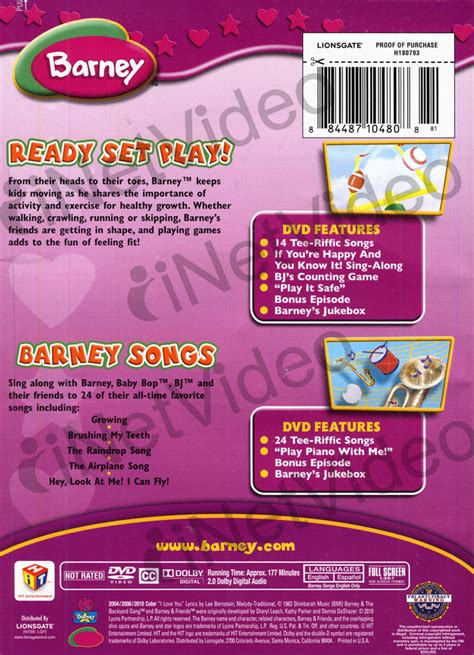 Barney (Ready Set Play!/Barney Songs) (Double Feature) on DVD Movie