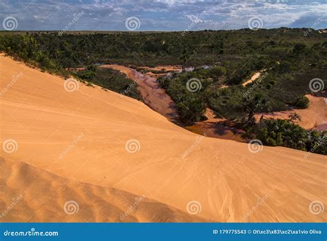 Vertigo! the Jalapao Sand Dunes, with the Oasis Below. Stock Image ...