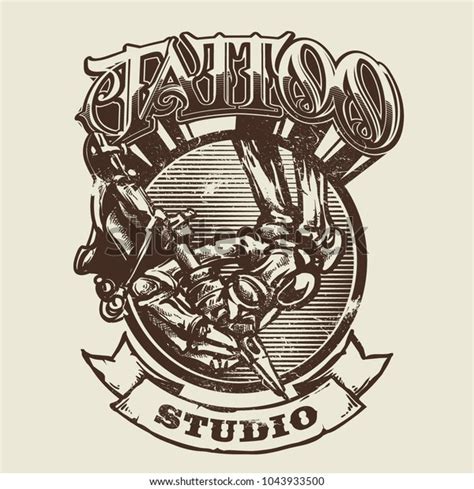 Vector Tattoo Studio Logo Templates Hand Stock Vector Royalty Free