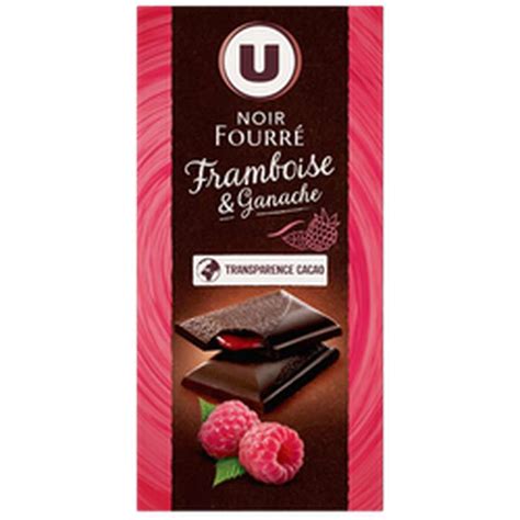 Chocolat noir fourré et pépites à la framboise U 130 g La Belle