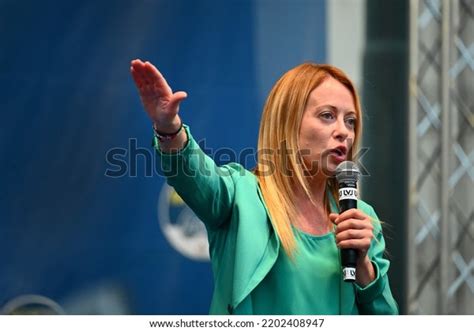 Giorgia Meloni Leader Fratelli Ditalia Party Stock Photo 2202408947 ...