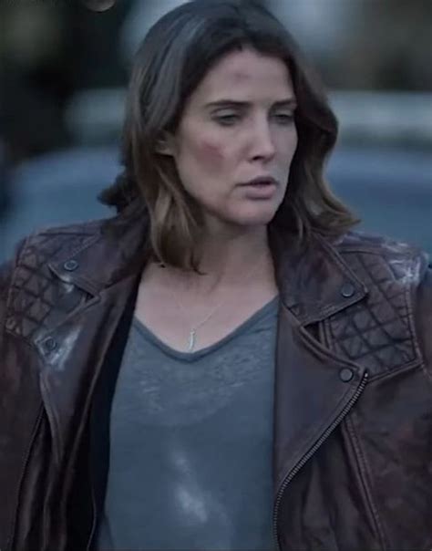 Cobie Smulders Stumptown Quilted Shoulder Leather Jacket - AirBorne Jacket