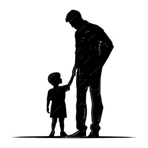 Premium Vector Vector Silhouette Of Father And Son Holding Hands And