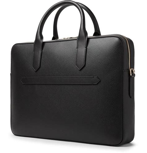 Smythson Panama Cross Grain Leather Briefcase Black Smythson