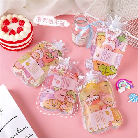Cute Transparent Hot Water Bottle Warm Belly Treasure Cartoon Hand Warmer Shopee Malaysia