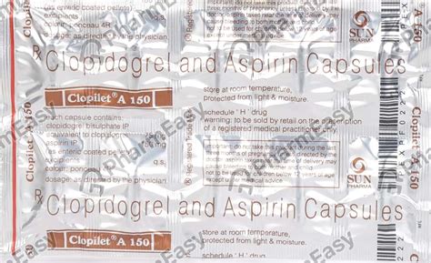 Clopilet A 150mg Strip Of 10 Capsules Uses Side Effects Price