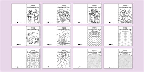 grandparents day colouring cards