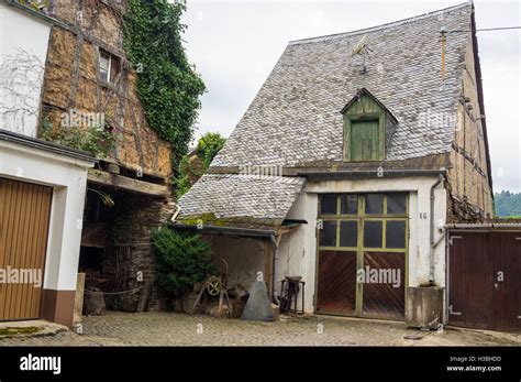 Historicist Style Slate Houses Enkirch Mosel River Rheinland Pfalz