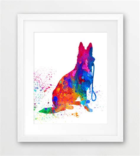 Dog Watercolor Print Dog Silhouette Watercolor Colorful | Etsy