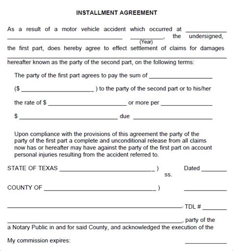 Free Sample Installment Agreement Templates In Pdf Artofit