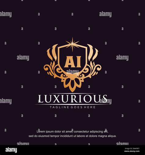 Ai Initial Letter Luxury Ornament Gold Monogram Logo Template Vector