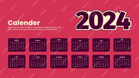 Premium Vector Creative Modern Color Premium Vector 2024 Calendar