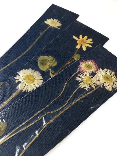 PRESSED FLOWER BOOKMARKS Set of Four Natural Real Pressed | Etsy