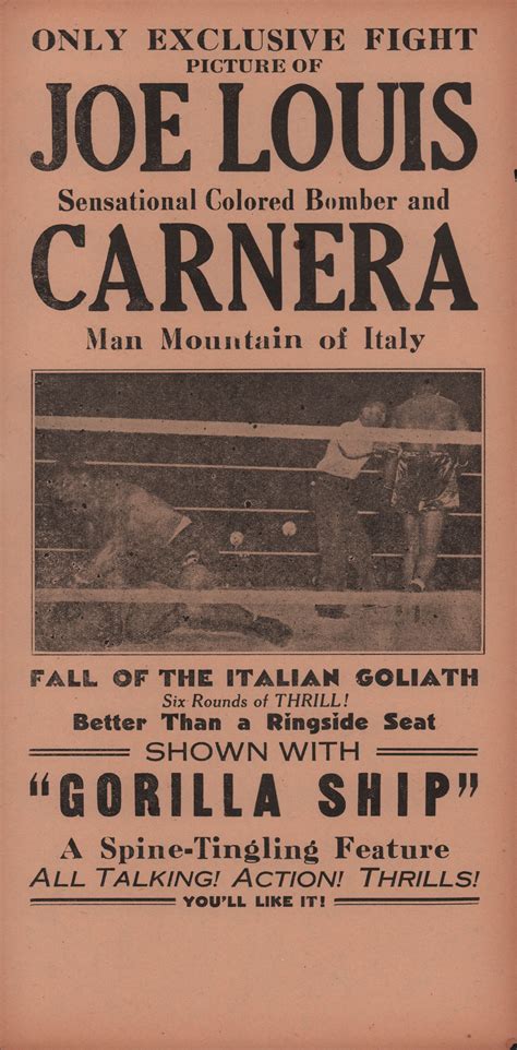 Joe Louis Vs Primo Carnera Original 1932 Us Herald Posteritati