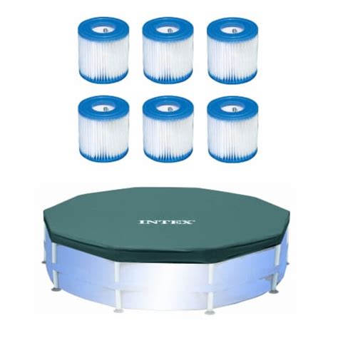 Intex Pool Filter (6 Pack) with Intex 10-Foot Round Above Ground Pool ...