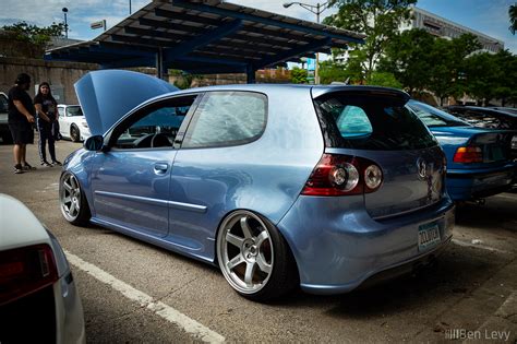 Rear Quarter Of Light Blue Volkswagen Gti