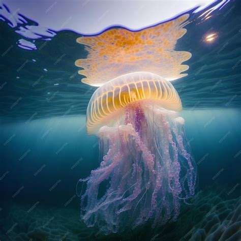 premium photo jellyfish  long tentacles  sea water close